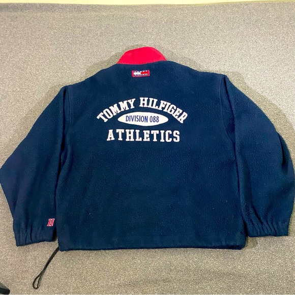 Vintage 90s Tommy Hilfiger Sherpa Fleece Quarter Zip Jacket Embroidered Sz Med - Picture 1 of 11